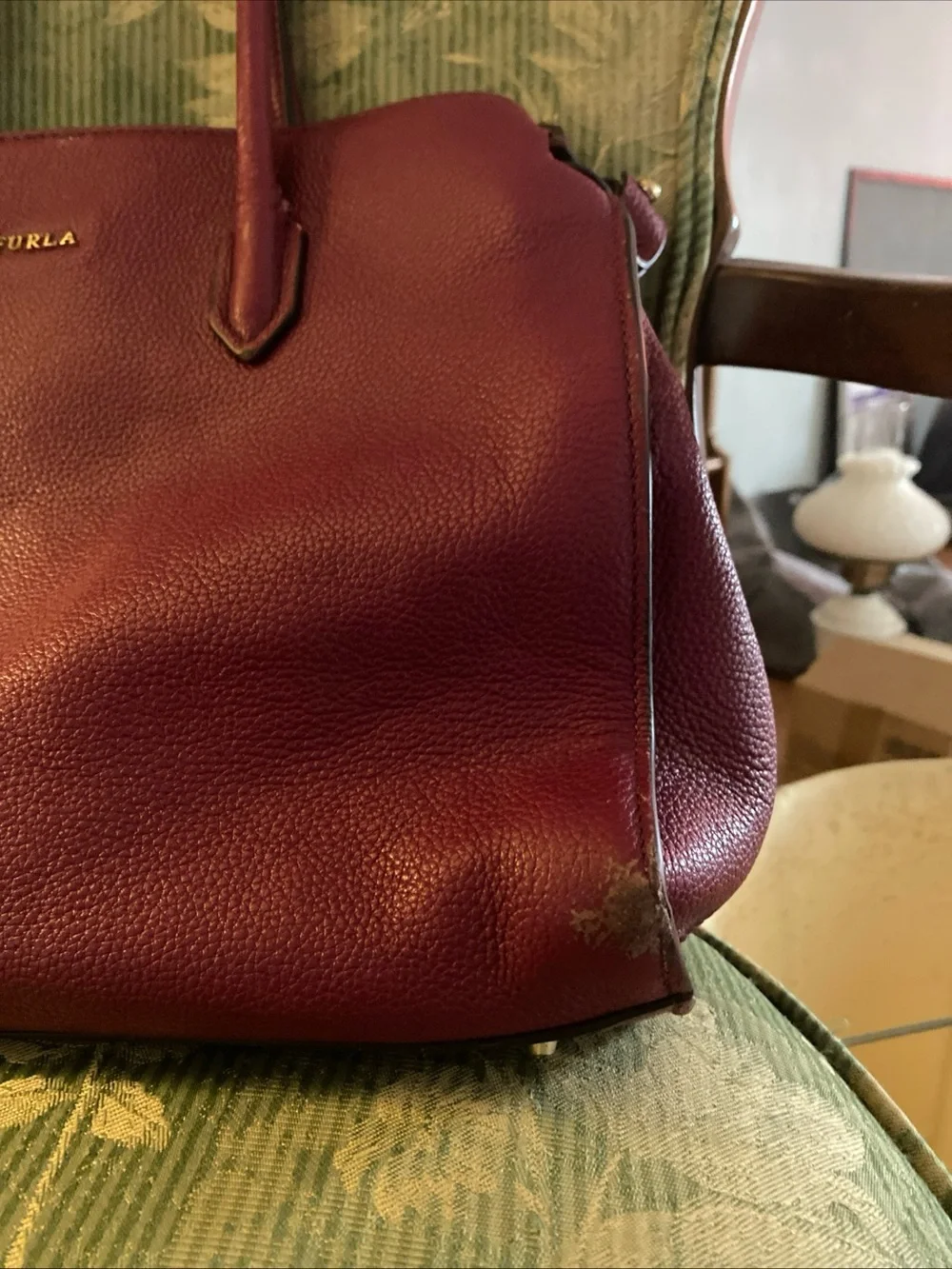 Furla Burgundy Leather Top-Handle Tote